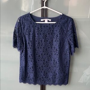 Diane Von Furstenberg Navy Lace Blouse